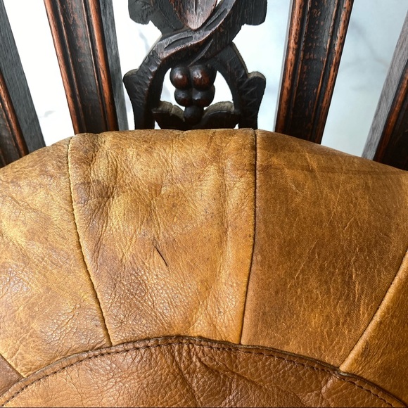1/2 Vintage Moroccan Leather Mandala Pillow - Picture 8 of 9
